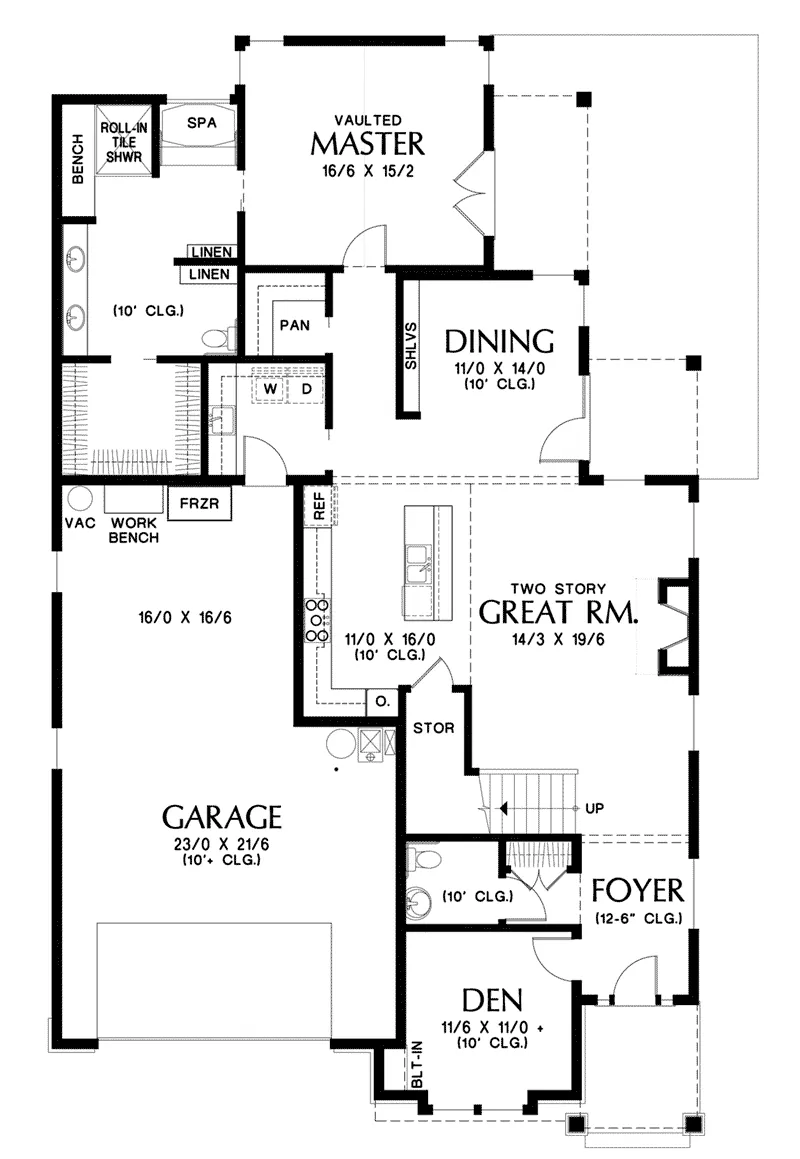 Country House Plan First Floor - Osterville Craftsman Home 011D-0673 - Shop House Plans and More
