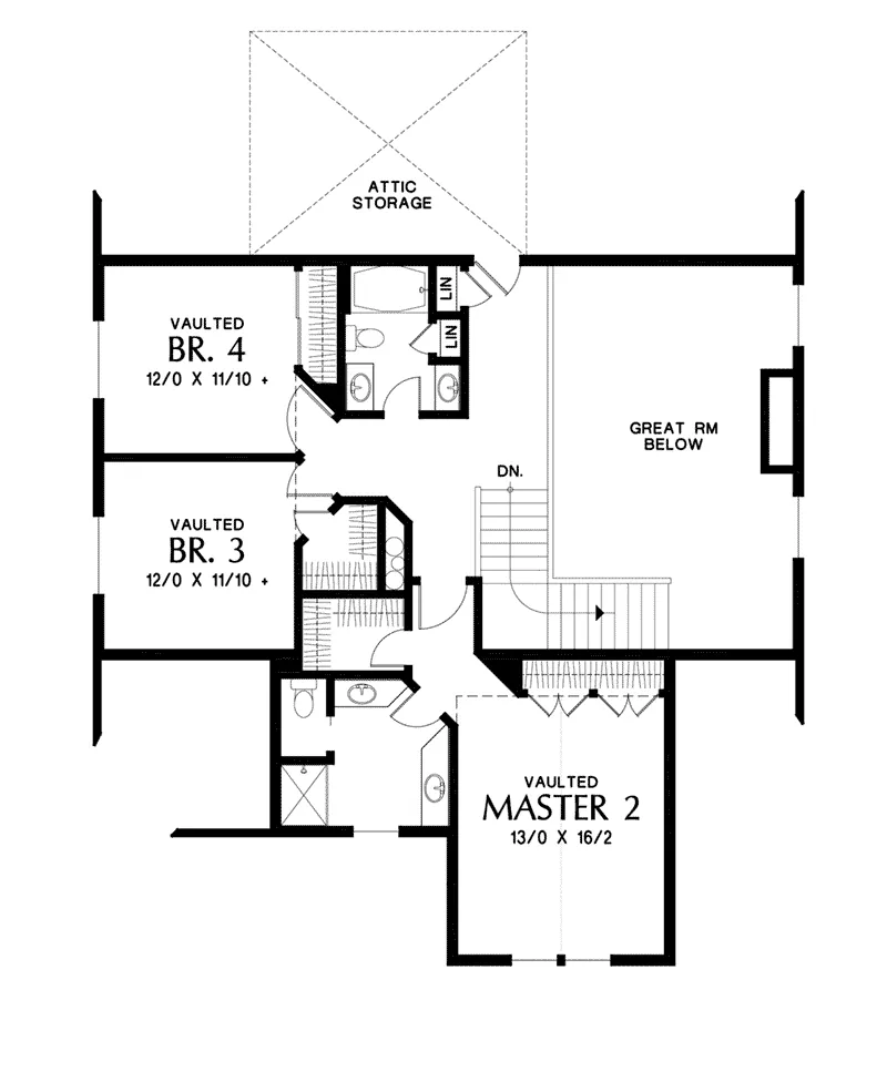 Country House Plan Second Floor - Osterville Craftsman Home 011D-0673 - Shop House Plans and More