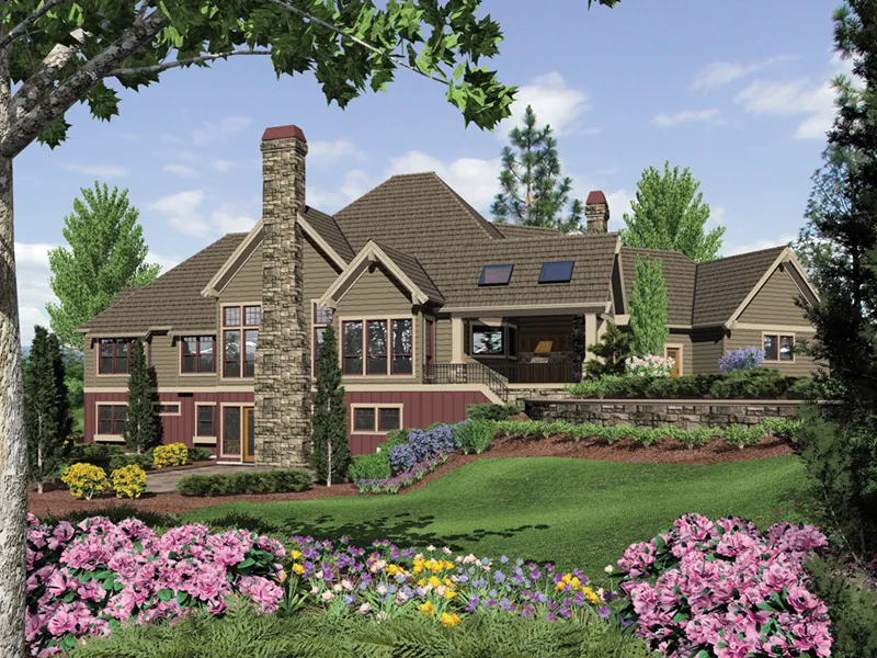 Ranch House Plan Color Image of House - Cliffwood Trail Lodge Home 011S-0001 - Search House Plans and More