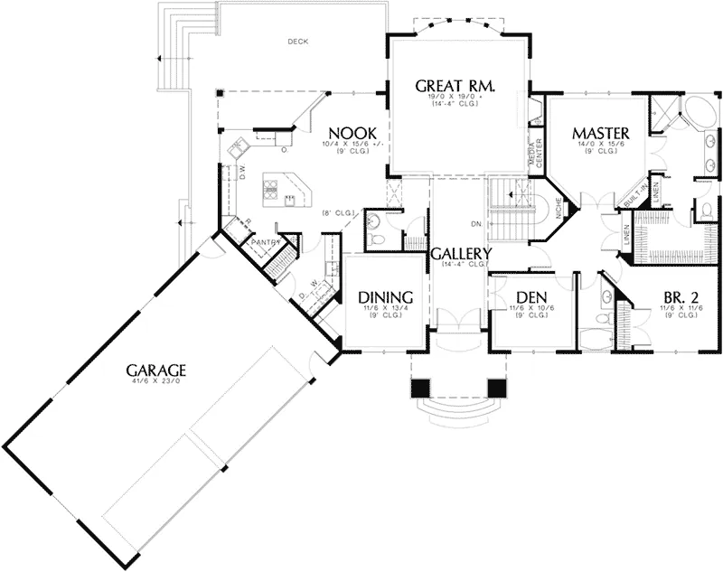 Ranch Home Plan First Floor 011S-0007