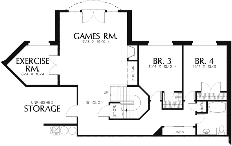 Ranch Home Plan Lower Level 011S-0007