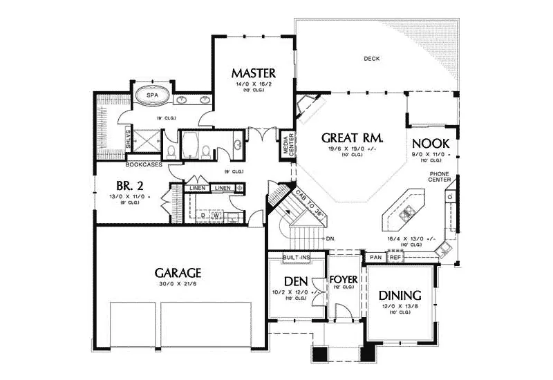 Arts & Crafts House Plan First Floor - Ashwood Park Luxury Home 011S-0013 - Search House Plans and More