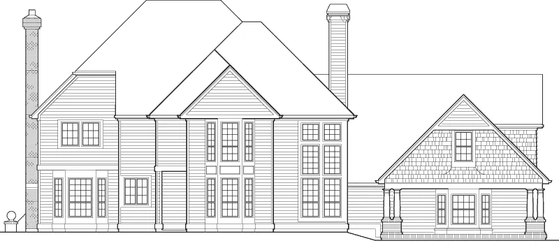 Shingle House Plan Rear Elevation - Sutter Place Craftsman Home 011S-0026 - Shop House Plans and More