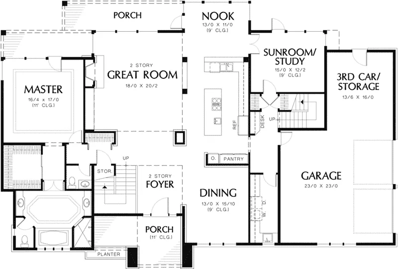 Prairie House Plan First Floor - Sidney Manor Luxury Home 011S-0040 - Shop House Plans and More
