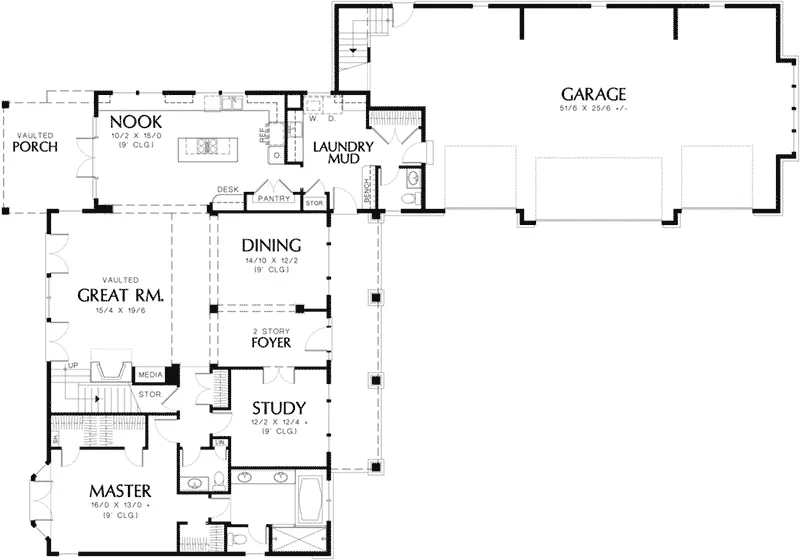 Luxury House Plan First Floor - Glacierview Craftsman Home 011S-0043 - Search House Plans and More