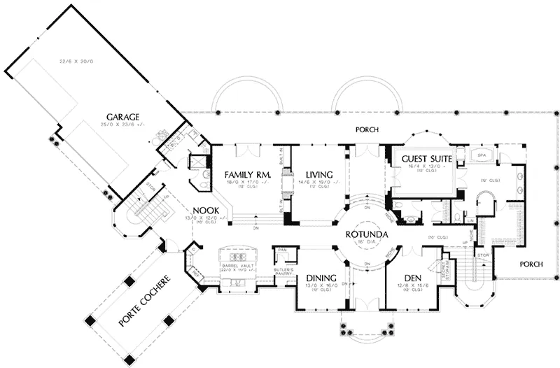 Beach & Coastal House Plan First Floor - Mission Peak Luxury Home 011S-0054 - Shop House Plans and More