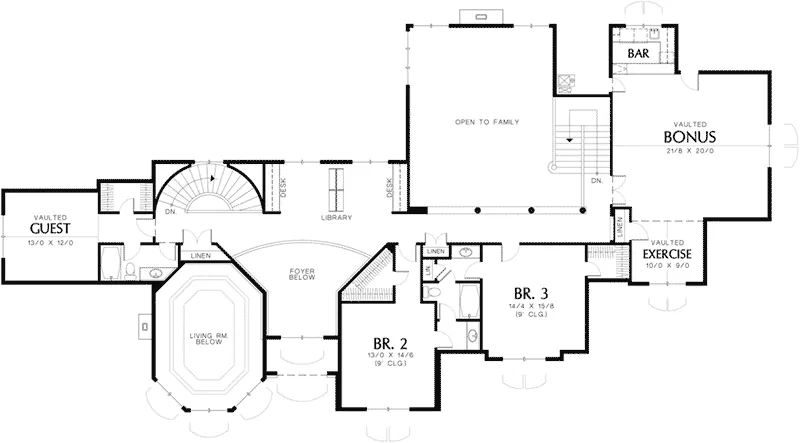 Country French House Plan Second Floor - 011S-0059 - Shop House Plans and More