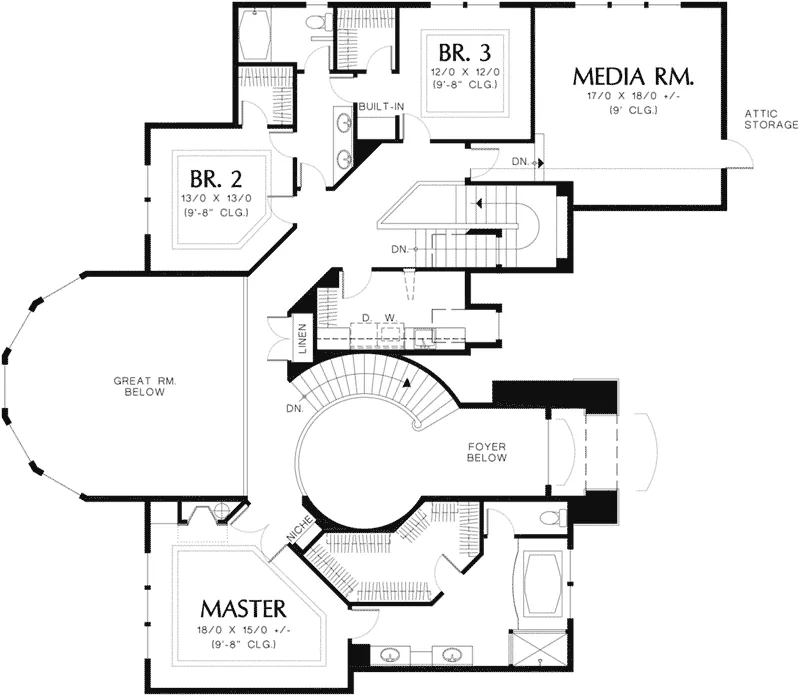 Sunbelt House Plan Second Floor - 011S-0060 - Shop House Plans and More
