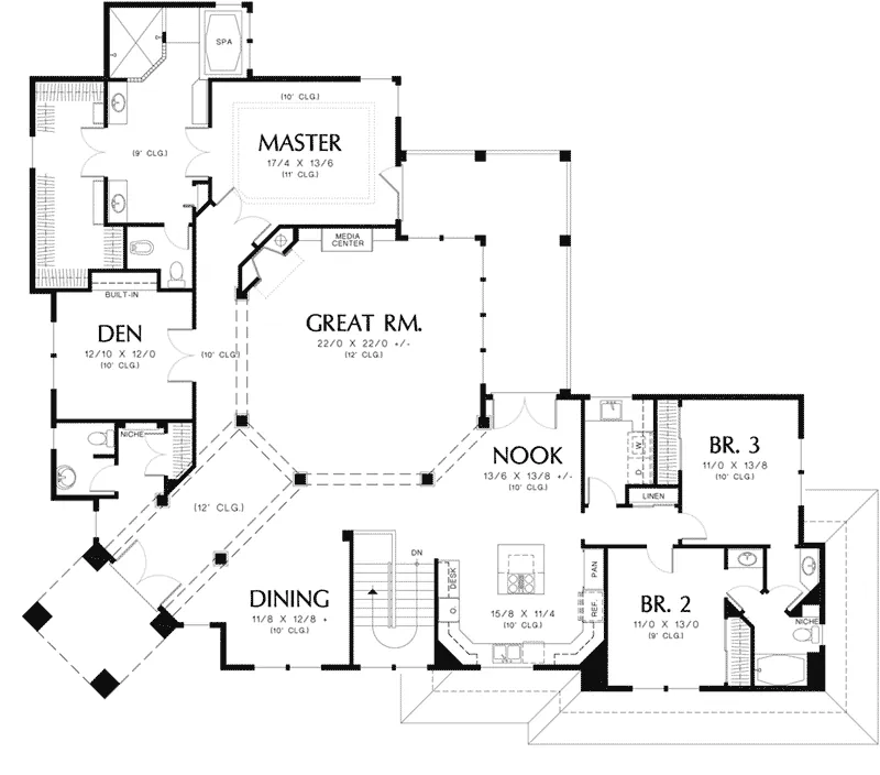 Beach & Coastal House Plan First Floor - 011S-0068 - Shop House Plans and More