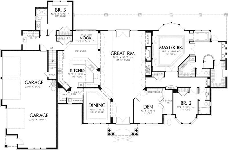 European House Plan First Floor - Reyes Craftsman Home 011S-0073 - Shop House Plans and More