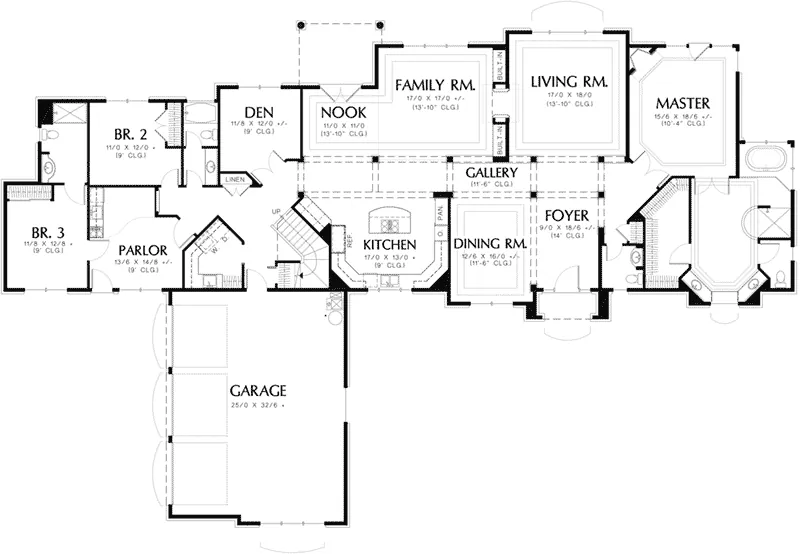Ranch House Plan First Floor - Concannon Luxury Home 011S-0076 - Shop House Plans and More