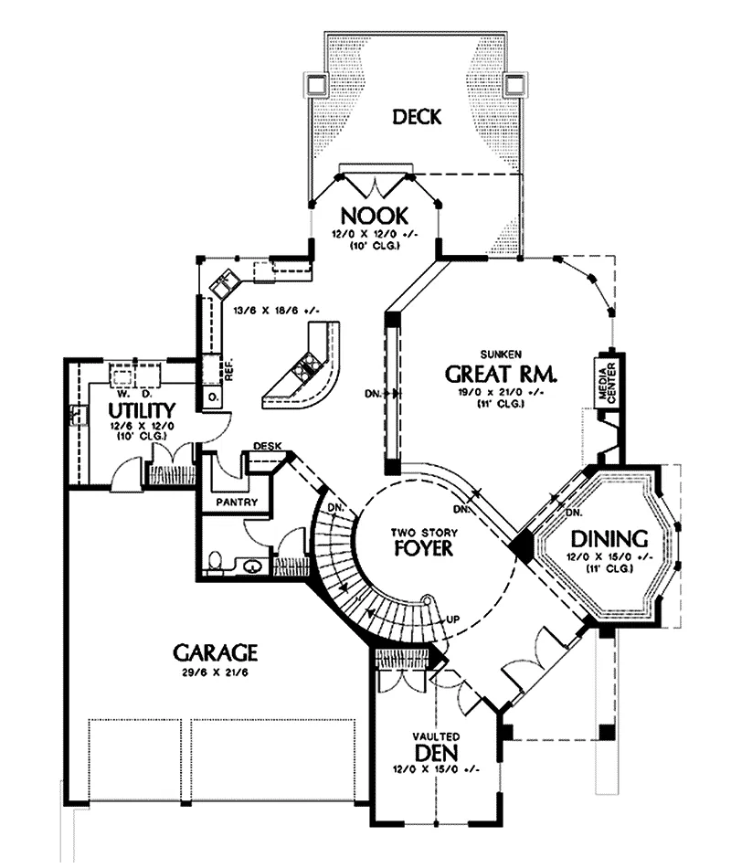 Lake House Plan First Floor - Decker Point Luxury Home 011S-0077 - Shop House Plans and More