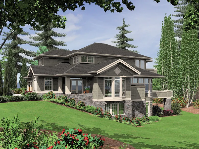 Lake House Plan Front Image - Decker Point Luxury Home 011S-0077 - Shop House Plans and More