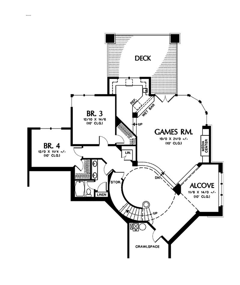 Lake House Plan Lower Level Floor - Decker Point Luxury Home 011S-0077 - Shop House Plans and More
