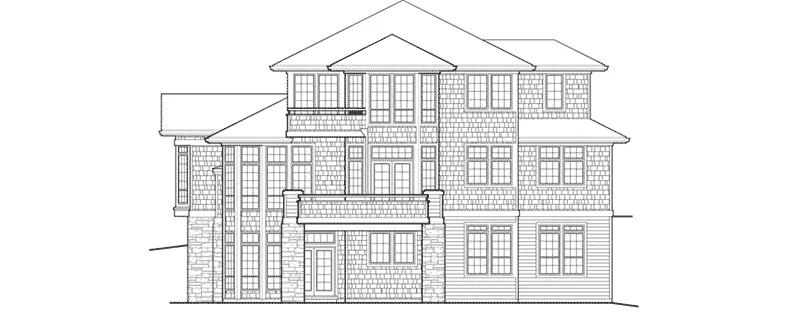 Lake House Plan Rear Elevation - Decker Point Luxury Home 011S-0077 - Shop House Plans and More