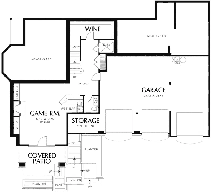 Mountain House Plan Lower Level Floor - 011S-0083 - Shop House Plans and More
