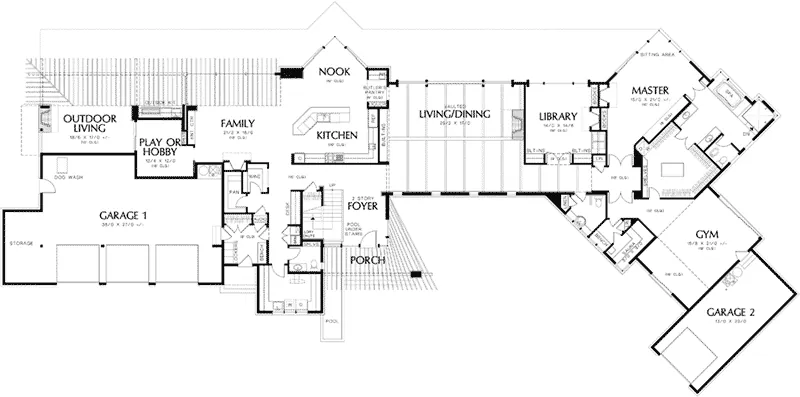 Rustic House Plan First Floor - Demarco Luxury Prairie Home 011S-0085 - Search House Plans and More