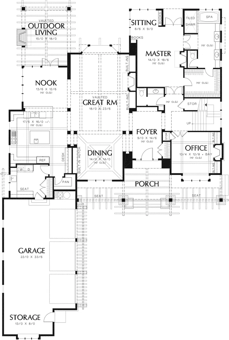 Country House Plan First Floor - Patterson Pier Luxury Craftsman Home 011S-0087 - Shop House Plans and More