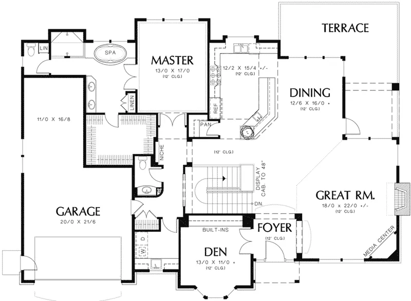 Arts & Crafts House Plan First Floor - 011S-0095 - Shop House Plans and More