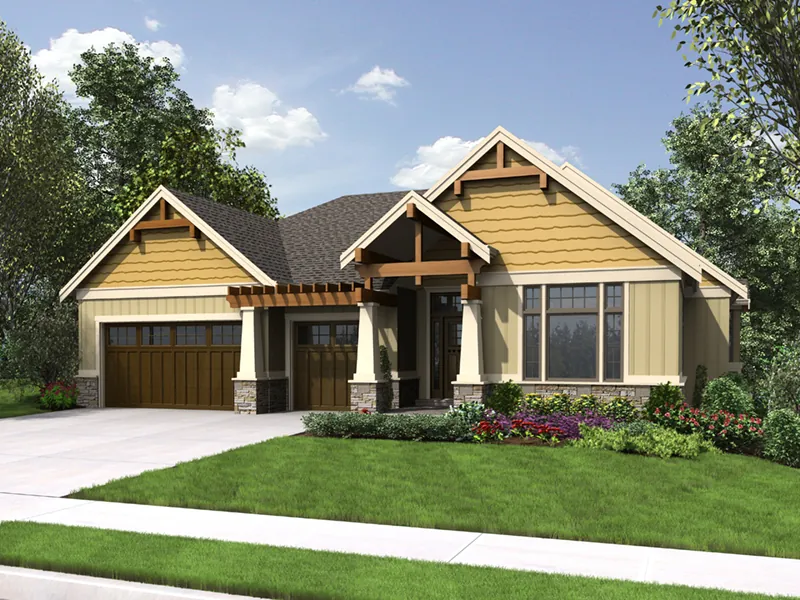 Arts & Crafts House Plan Front of Home - Steinhoff Luxury European Home 011S-0106 - Shop House Plans and More
