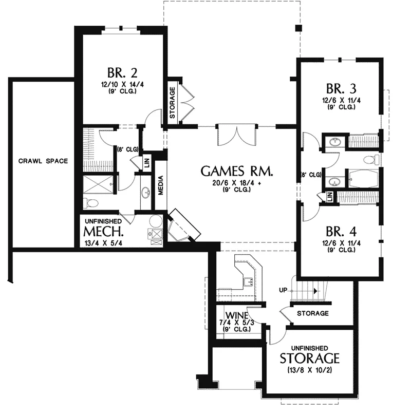 Country Home Plan Lower Level 011S-0106