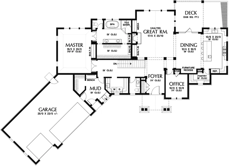 Traditional Home Plan First Floor 011S-0107