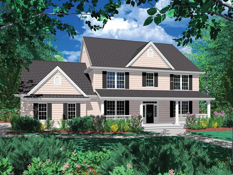 Traditional House Plan Front of Home - Wilmont Luxury Country Home 011S-0123 - Shop House Plans and More