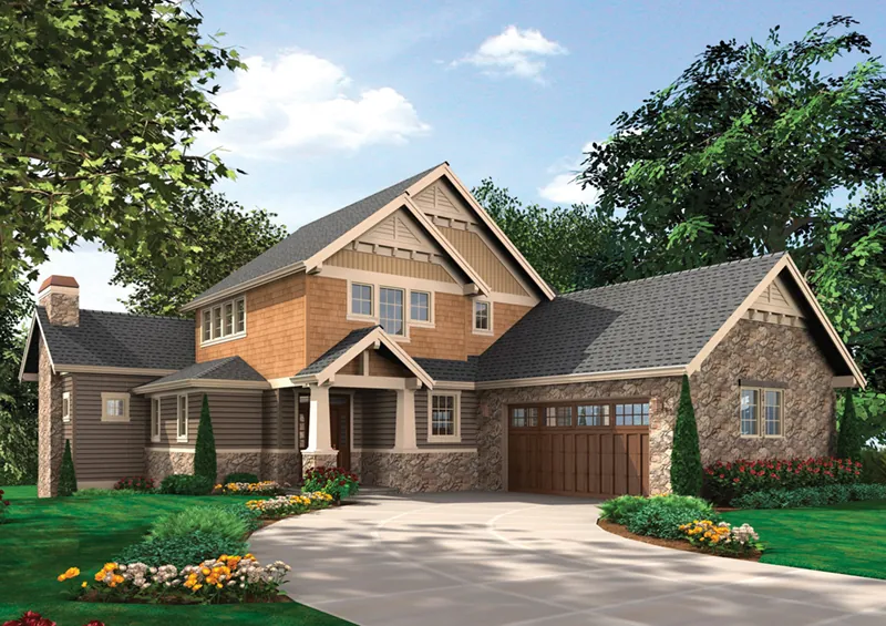 Craftsman House Plan Front of Home - Lynn Creek Luxury Home 011S-0143 - Shop House Plans and More