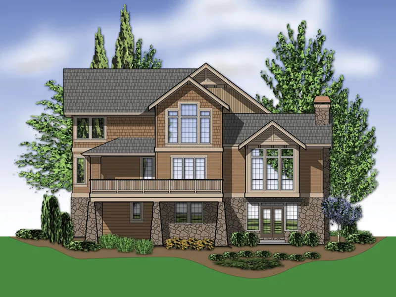 Craftsman House Plan Rear Photo 01 - Lynn Creek Luxury Home 011S-0143 - Shop House Plans and More