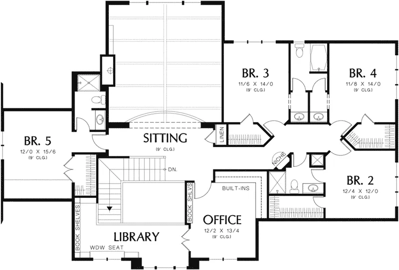 Colonial House Plan Second Floor - 011S-0159 - Shop House Plans and More