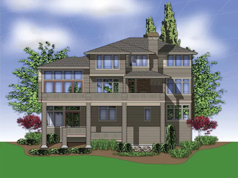 Lake House Plan Rear Photo 01 - 011S-0174 - Shop House Plans and More