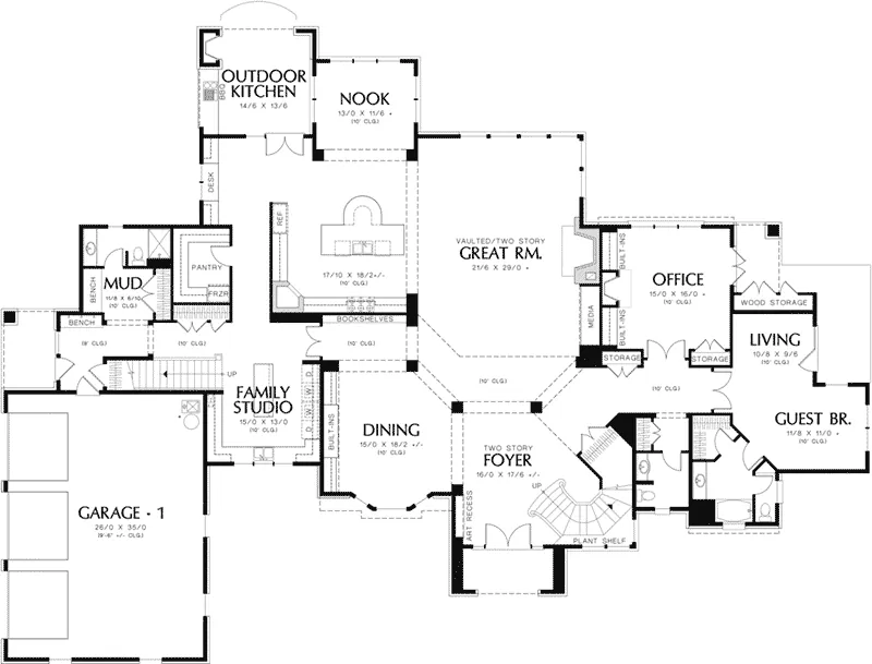 Traditional House Plan First Floor - Hearst Luxury Home 011S-0175 - Shop House Plans and More