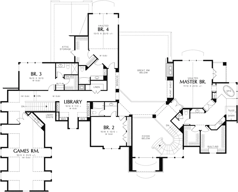 Traditional House Plan Second Floor - Hearst Luxury Home 011S-0175 - Shop House Plans and More
