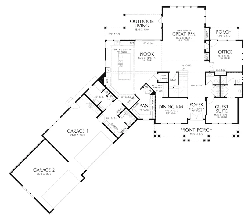 Craftsman Home Plan First Floor 011S-0191