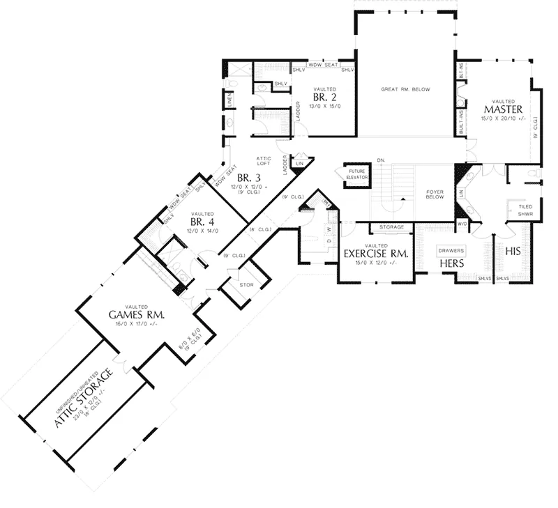 Craftsman Home Plan Second Floor 011S-0191