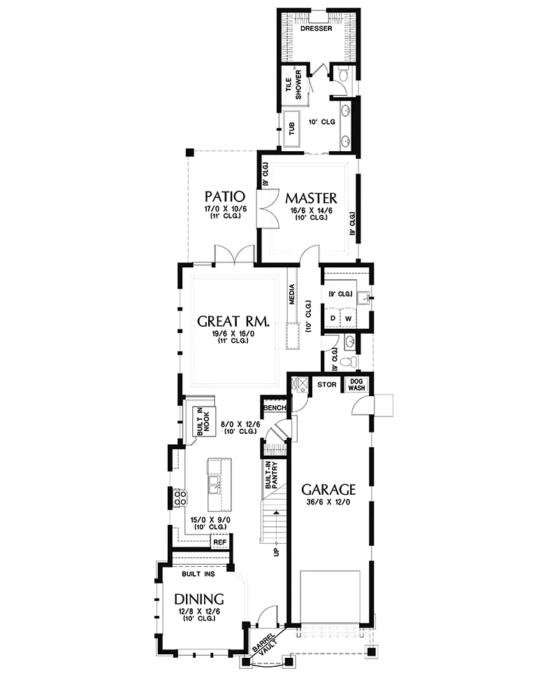 Arts & Crafts House Plan First Floor - Edison Lane Craftsman Home 011S-0210 - Search House Plans and More