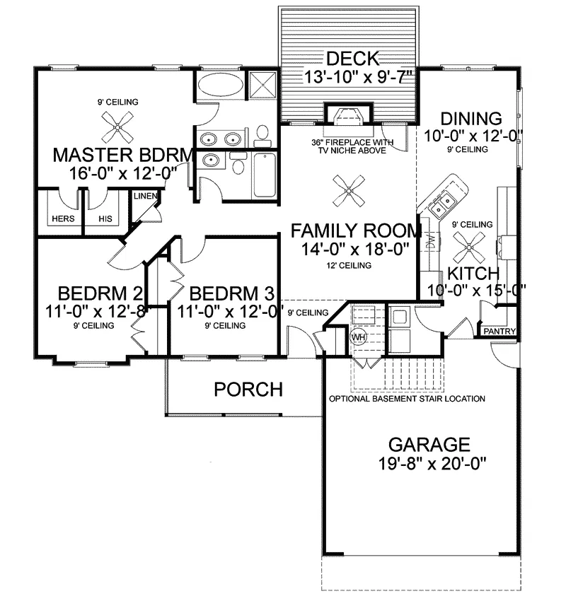 Country House Plan First Floor - Edmonds Ranch Home 013D-0004 - Search House Plans and More