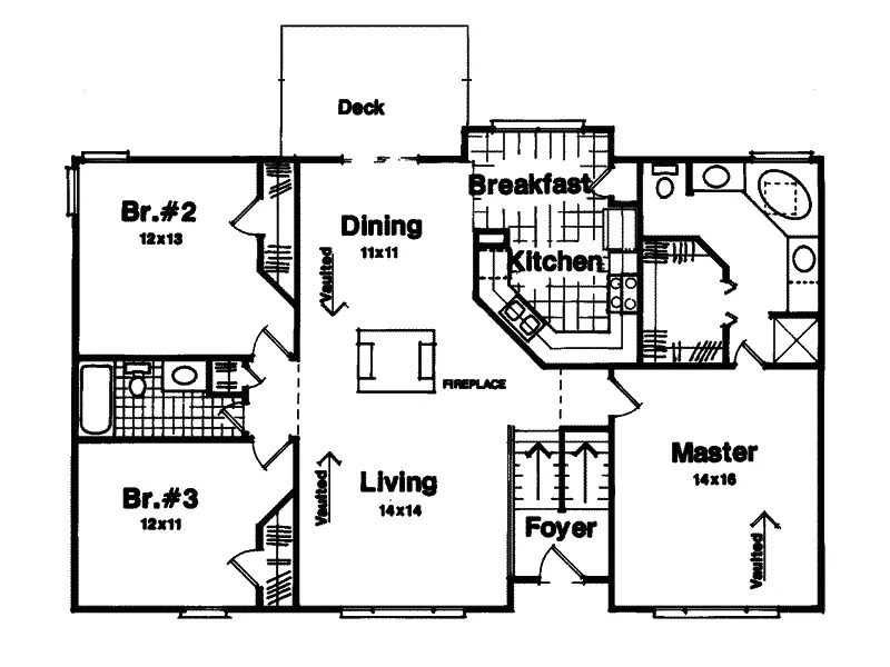 Traditional House Plan First Floor - Bryn Mawr Split-Level Home 013D-0008 - Search House Plans and More
