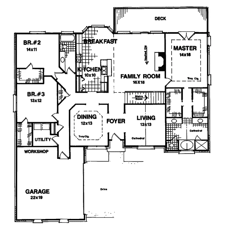Southern House Plan First Floor - Jolly Creek Traditional Home 013D-0032 - Search House Plans and More