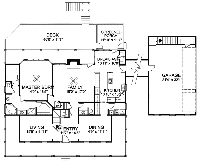 Southern House Plan First Floor - Tennille Farmhouse 013D-0039 - Shop House Plans and More