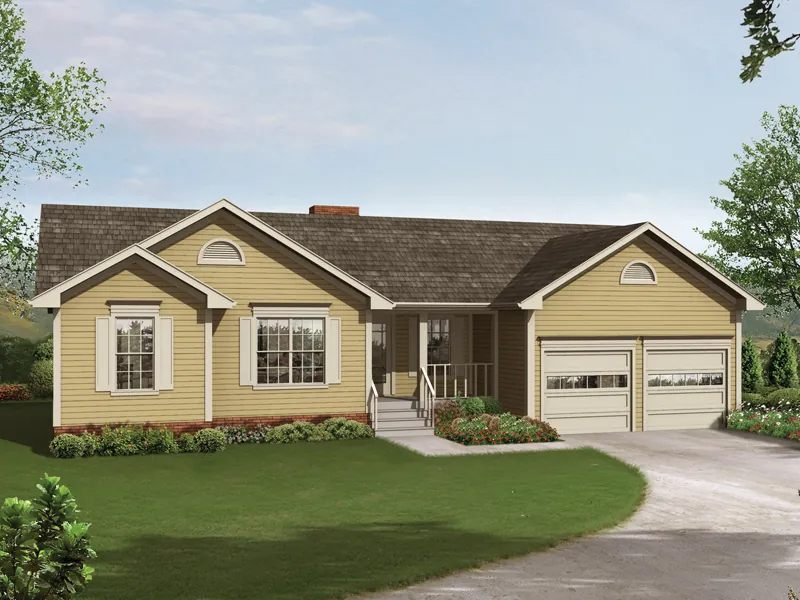 Multiples Gables Add Curb Appeal To This Ranch Home Plan