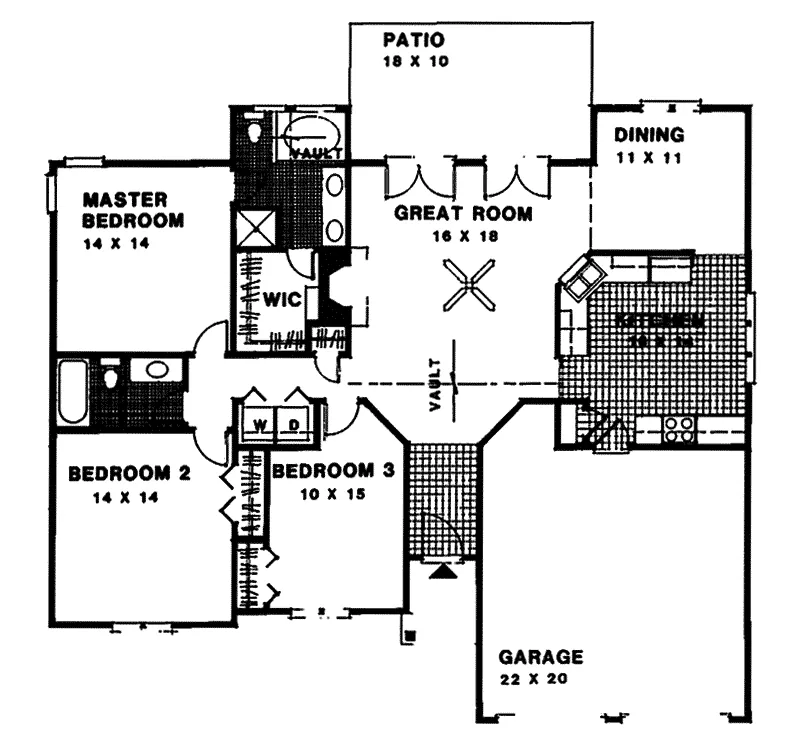Traditional House Plan First Floor - Nicole Bay Ranch Home 013D-0066 - Shop House Plans and More