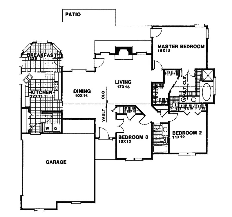 Ranch House Plan First Floor - Davis Mill Ranch Home 013D-0067 - Search House Plans and More