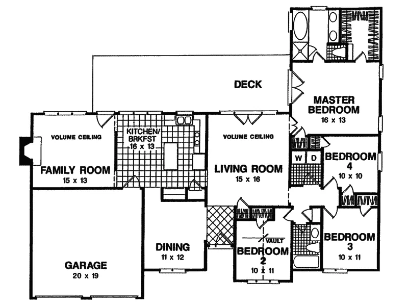 Ranch House Plan First Floor - Weaver Ranch Home 013D-0078 - Shop House Plans and More