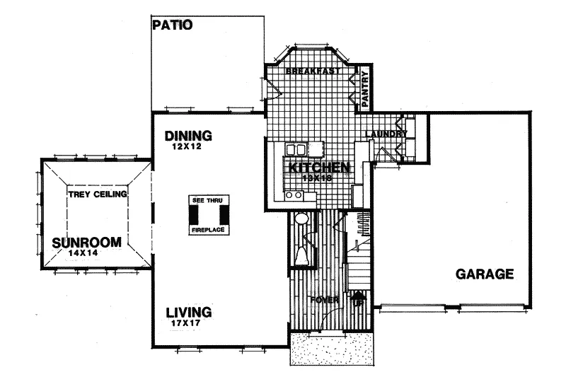 Traditional House Plan First Floor - Hamilton Bay European Home 013D-0097 - Search House Plans and More