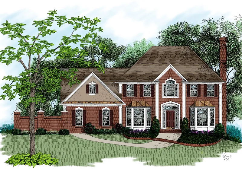 Two-Story Brick Home With Quoin Accents