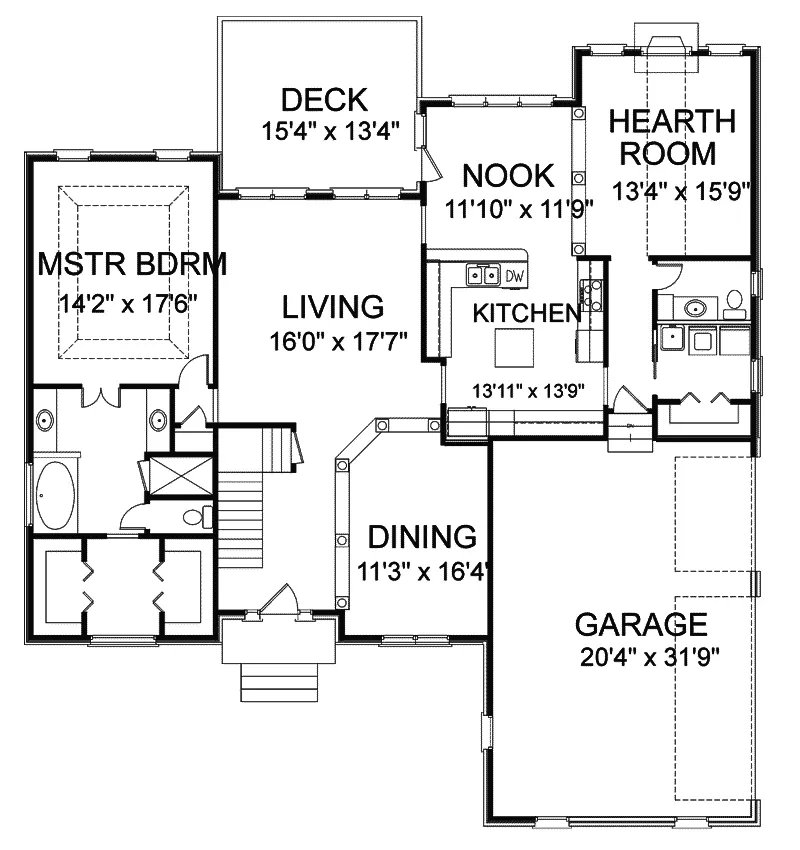 Traditional House Plan First Floor - Shiloh Traditional Home 013D-0106 - Shop House Plans and More