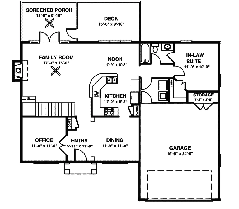 Southern House Plan First Floor - Blue Ridge Traditional Home 013D-0131 - Search House Plans and More