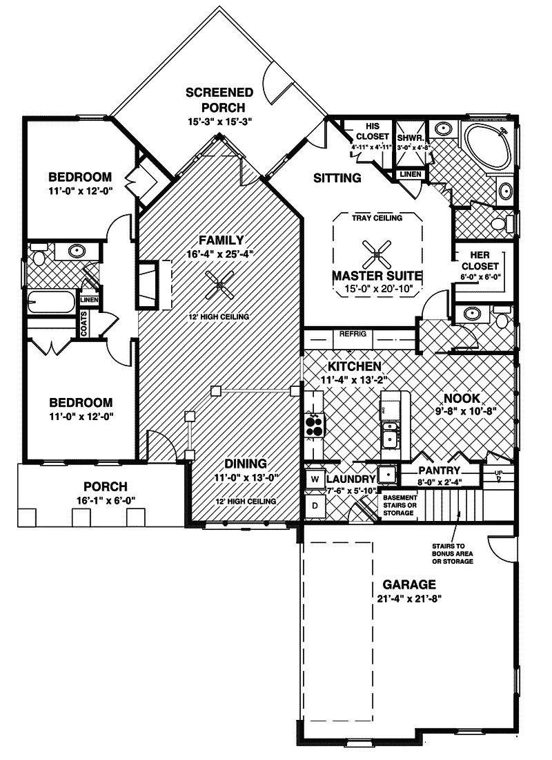 English Cottage House Plan First Floor - Cadley Rustic Ranch Home 013D-0136 - Search House Plans and More