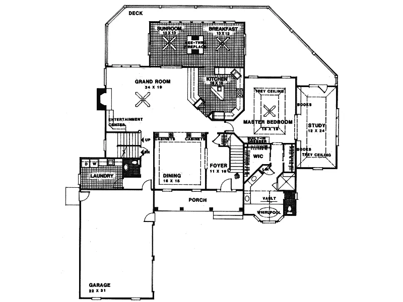 Country French House Plan First Floor - Blairsville European Home 013D-0145 - Search House Plans and More
